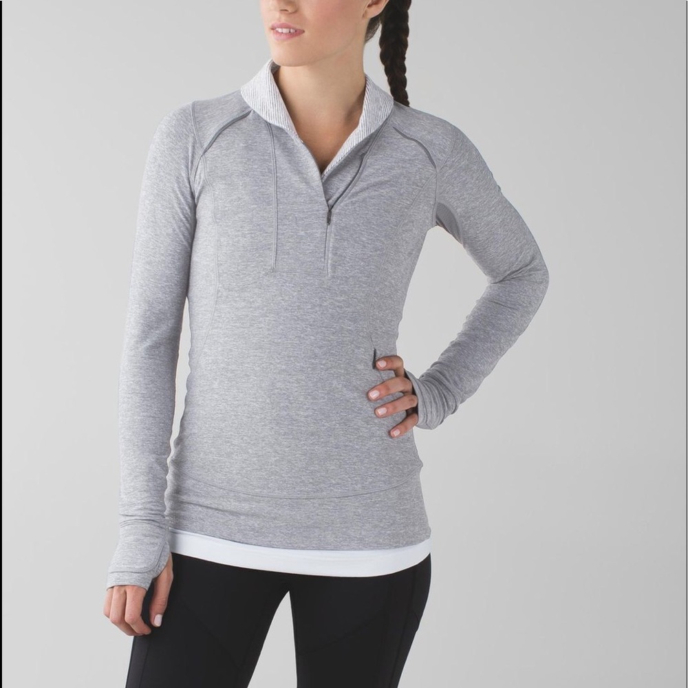 Lululemon Think Fast Gray Pullover 1/4 Zip Size 4